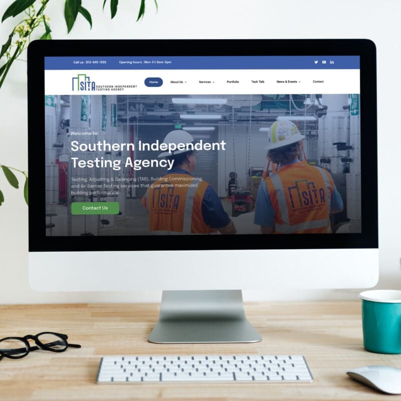 Southern Independant Testing Agency's Website on a screen