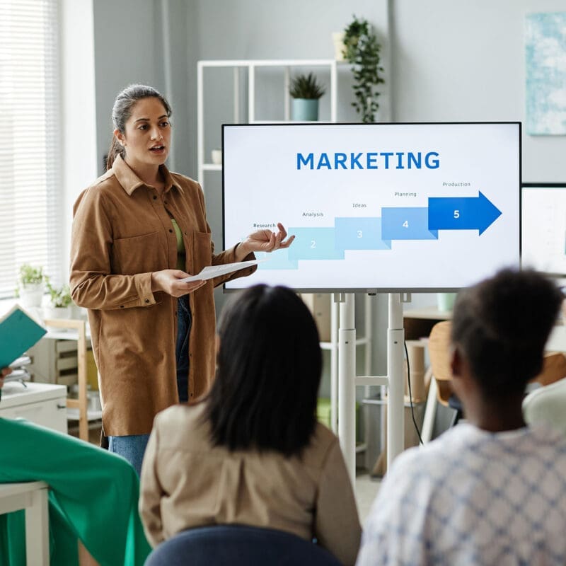 Marketing strategy presentation to a team