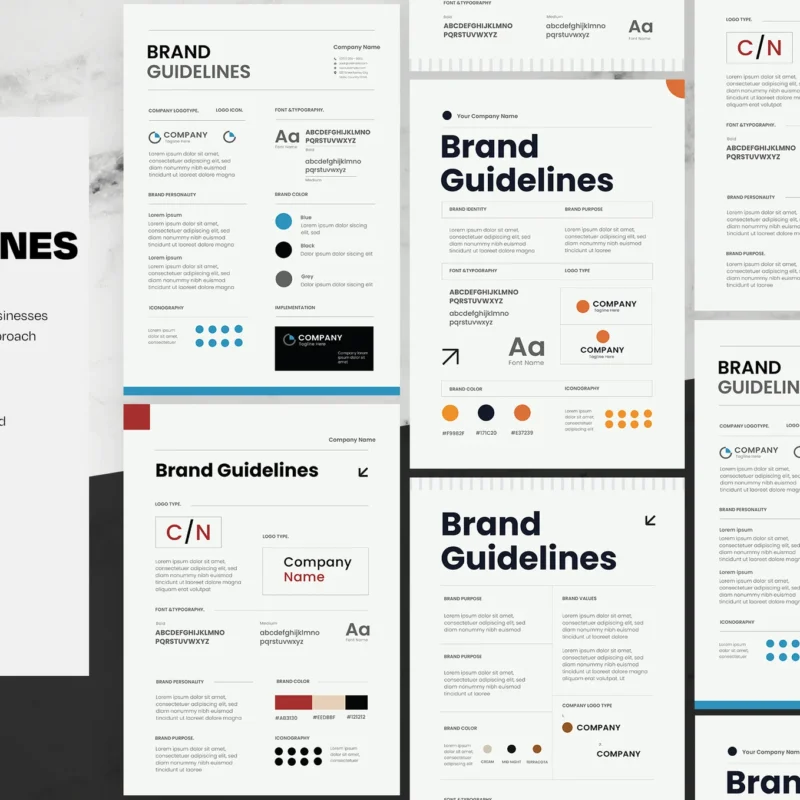 Brand identity across multiple platforms instruction manual built with Adobe.